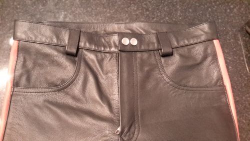 Leather Jeans, White Stripe.