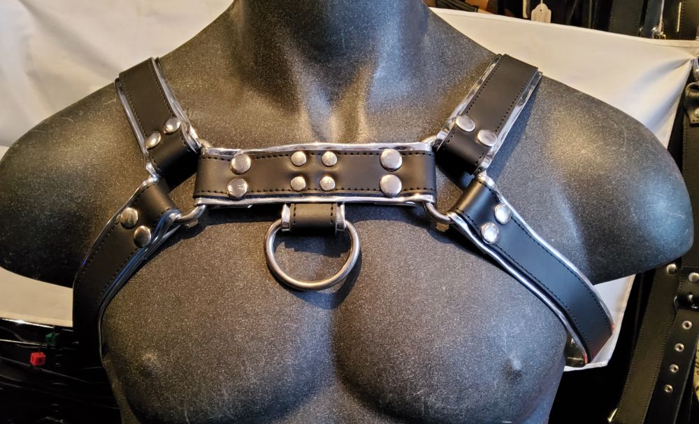 Black and Silver H Front Harness