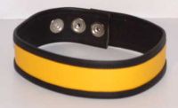 Leather Bicep Strap Yellow Stripe